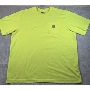Carhartt T Shirt‎ Men Extra Large Loose Fit Pocket Neon Yellow Work Wear Durable